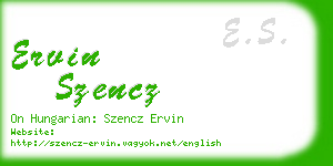 ervin szencz business card